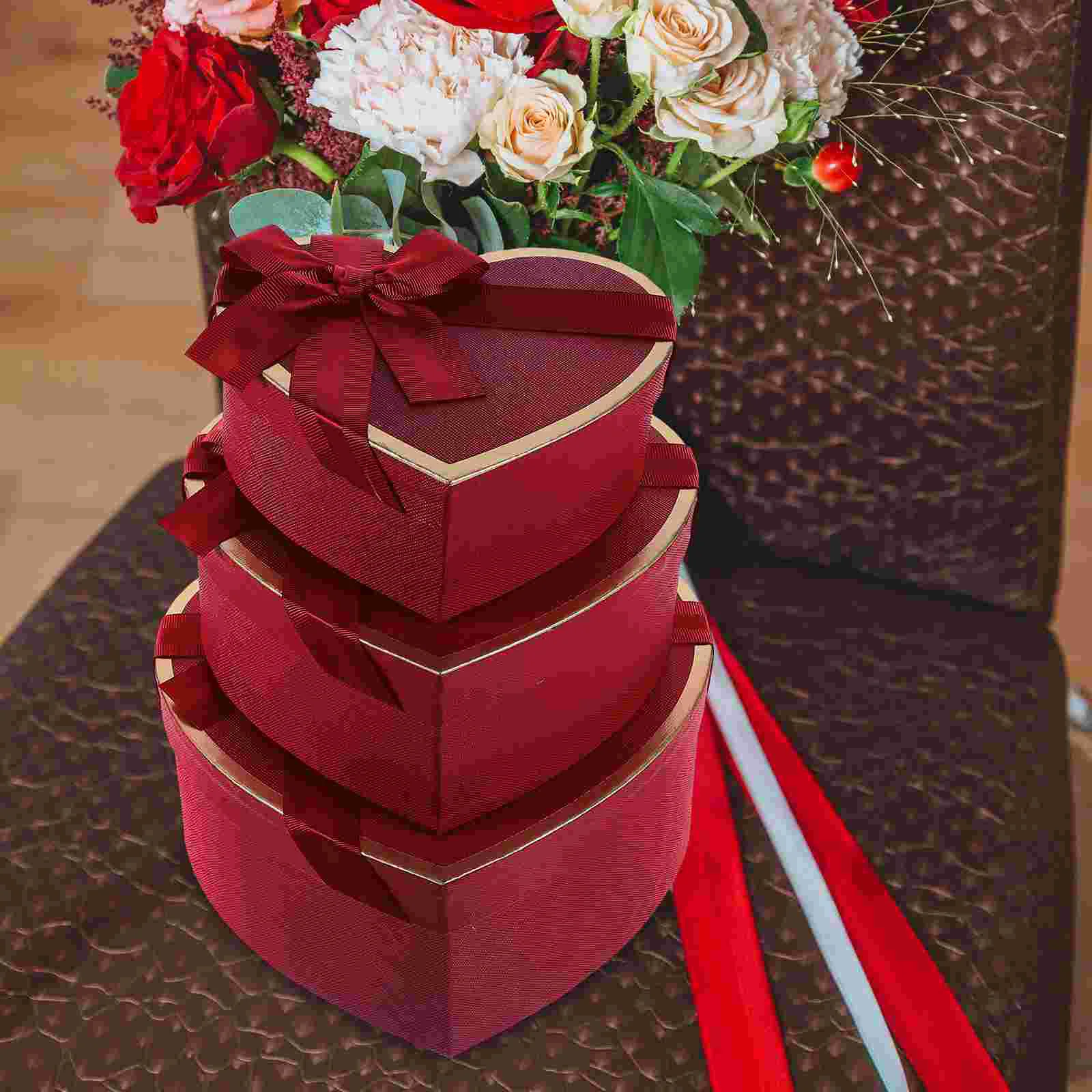 3 Pcs Gift Box Floral Boxes Wrapping Gifts Heart Strawberries Packaging Cardboard