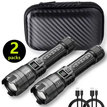 Portable Telescopic Zoom ABS Flashlight 3 Lighting Modes Rechargeable IPX4 Waterproof Torch With Power Display For Outdoor