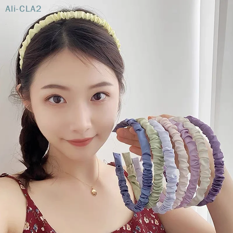 

Korean Sweet Cute Hairbands for Women Solid Color Headband Girl Hair Bundle Elegant Pleated Hair Hoops Fashion Hair Accessories