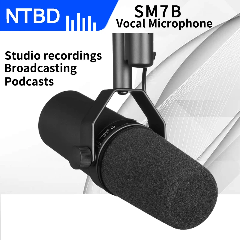 NTBD SM7B Professional Cardioid Dynamic Microphone Studio Frequency Response Mic for Live Vocals Recording Performance |