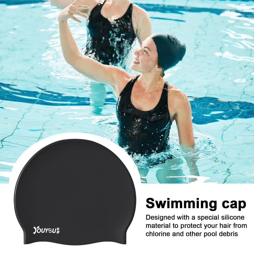 

Женская шапка, силиконовая шапка для бассейна для взрослых, мягкая высокоэластичная Шапка-бини с защитой ушей, длинные волосы