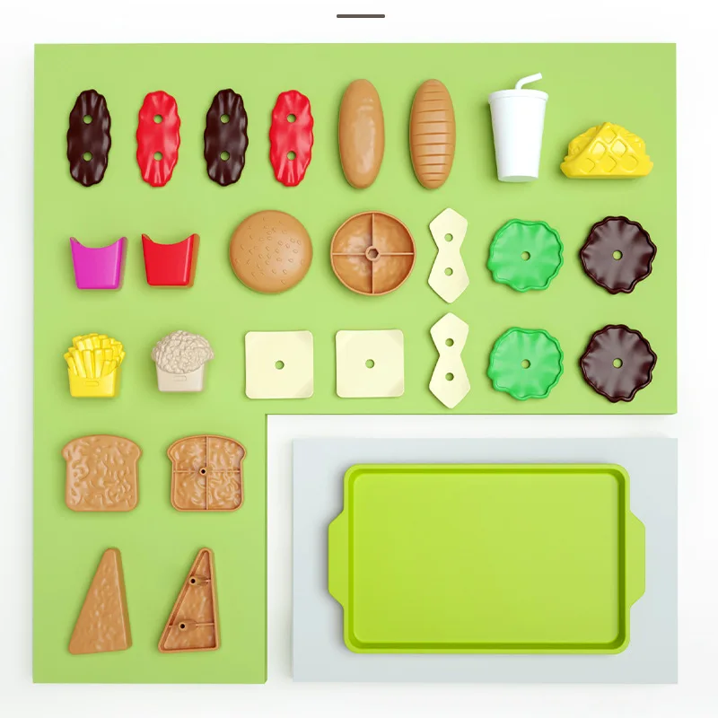 27pcs Baby Pretend Play Kitchen Kids Toys Simulation Hamburg Fries Food Role Play Montessori Educational Gift Toys for Girls 4