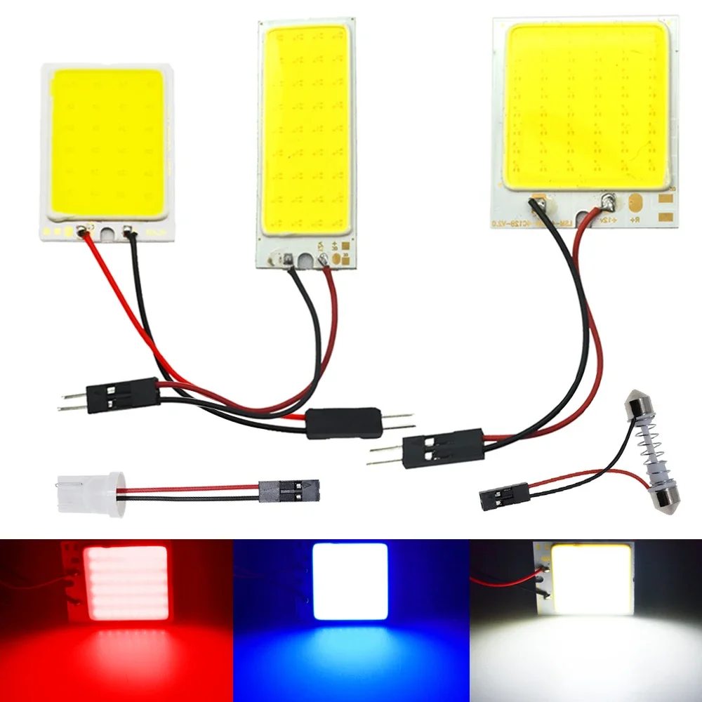 White Red Blue T10 W5w Cob 24SMD 36SMD 48SMD Car Led Clearance License  Panel Lamp Auto Interior Reading Bulb Trunk Festoon Light