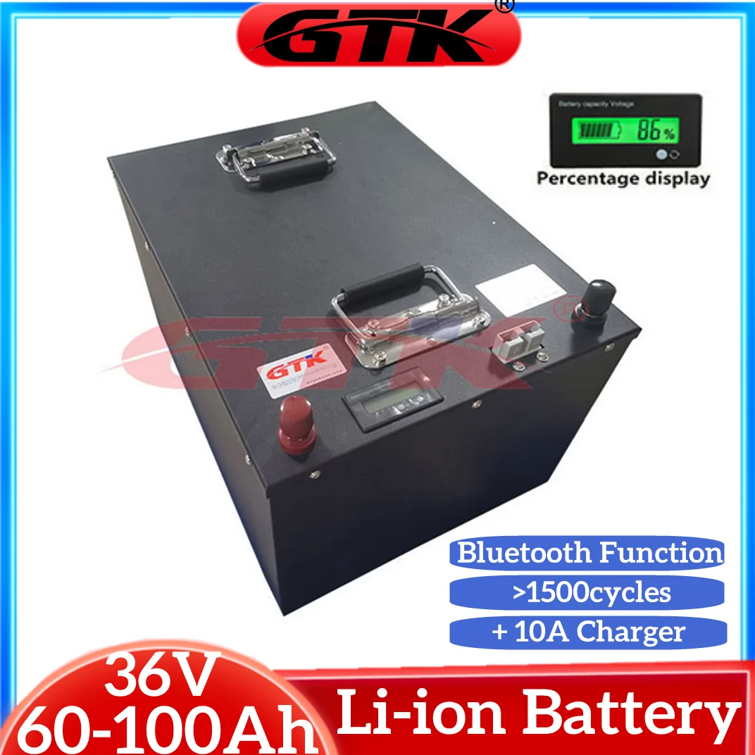 

GTK Customized 36V 60Ah 80Ah 100Ah Lithium Ion Battery Pack with Bluetooth BMS for Solar Energy Storage Solar System Rickshaw RV