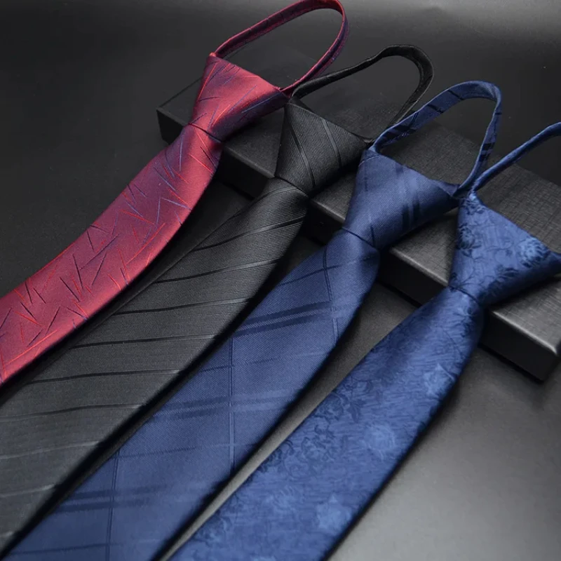 Neck Tie Men Zipper Tie Lazy Ties Fashion 6cm Business Skinny Slim Narrow Party Wedding Necktie