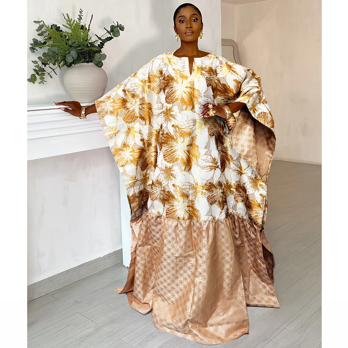 White African Brocade Boubou Dress Party African Dashiki Embroidery and bazin riche Decoration Nigerian Bride Wedding Party Robe 5