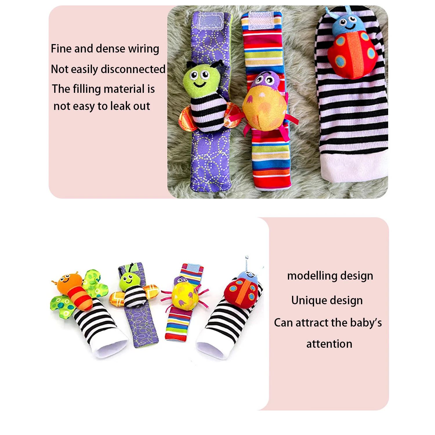 Baby Watches 4pcs Wristbands Socks Ringing Bells Early Education Puzzle