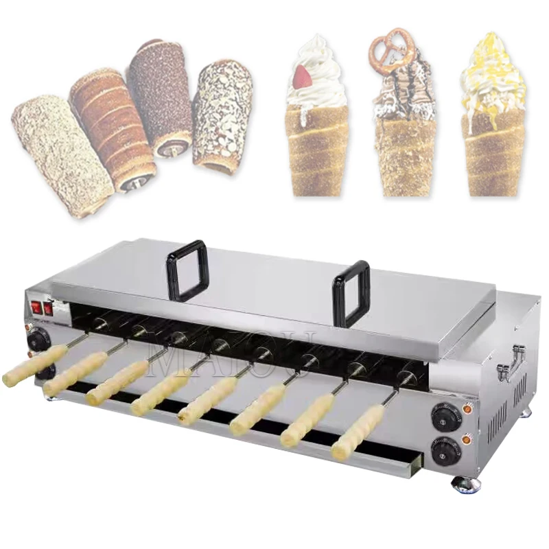 

Commercial Ice Cream Cone Chimney Cake Oven Electric Kurtos Kalacs Machine Hungary Chimney Bread Roll Baker Machine
