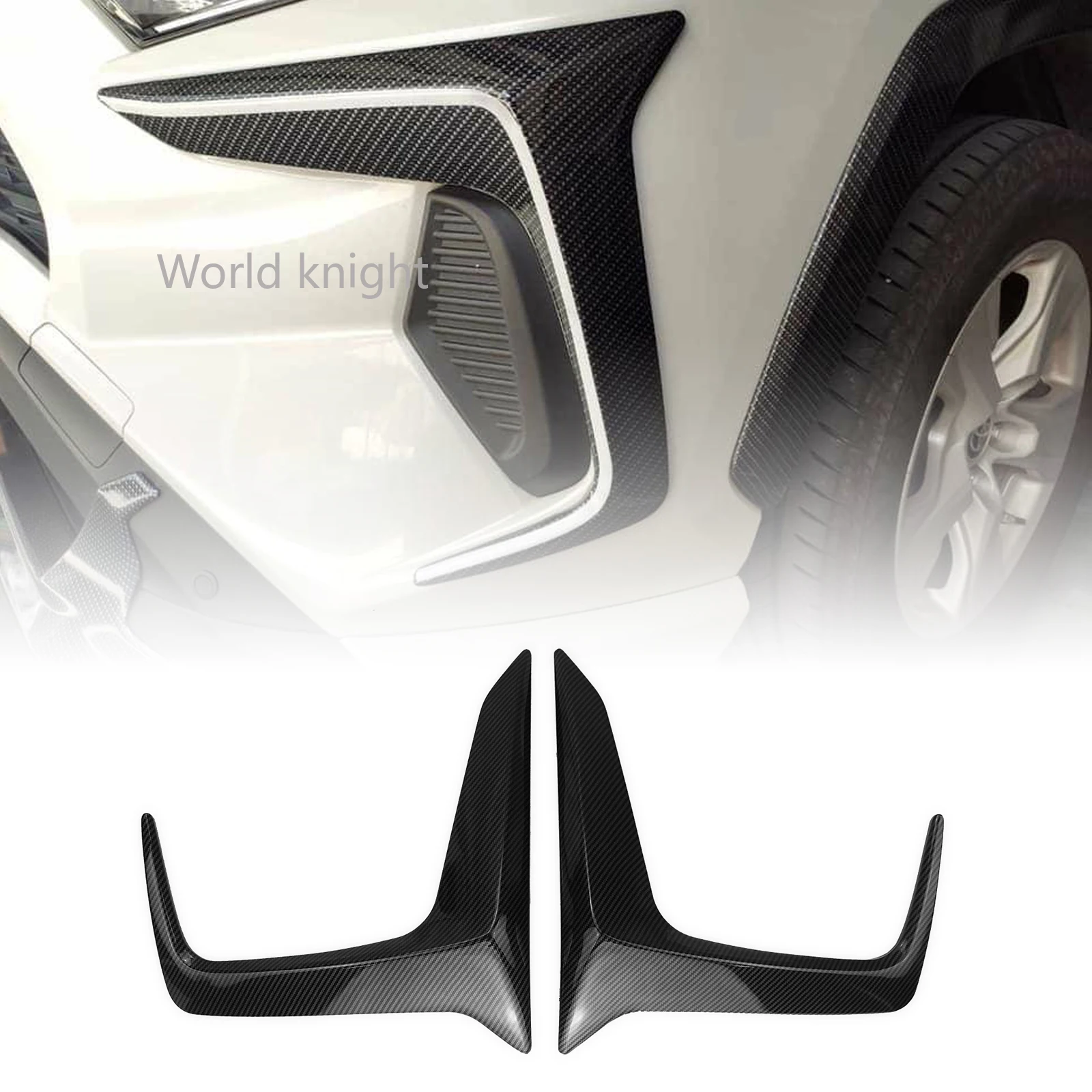 

For Toyota RAV4 2019 2020 Car Gloss Black Front Bumper Fog Light Frame Splitter Air Intake Vent Lamp Cover Spoiler Eyebrow Brow