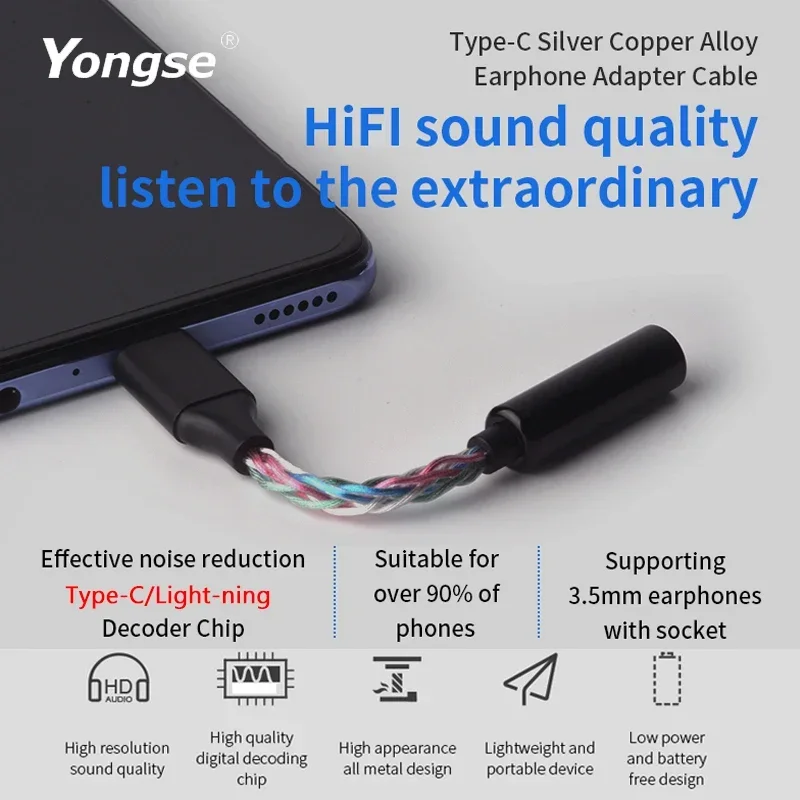 YONGSE Y01 Type-C Light-ning to 3.5mm/4.4mm Chip CX31993 CX31988 C100 Earphone Amplifie Digital Decoder Cable OTG DAC Adapter audio adapter headphone amplifier earphone amplifier adapter audio converter adapter headphone amplifier cable audio converter audio decoder audio converter amplifier headphone adapter headphone audio decoder