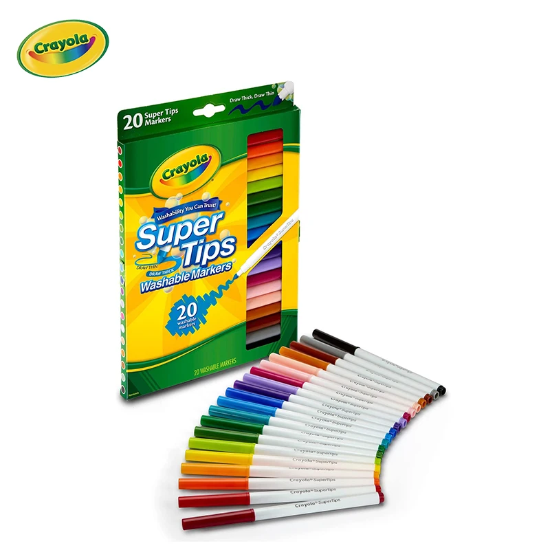 Crayola-Ensemble de marqueurs lavables Super Tip, fournitures scolaires  pour adolescents, cadeaux d'art, enfant de 3 ans et plus, 20 ct