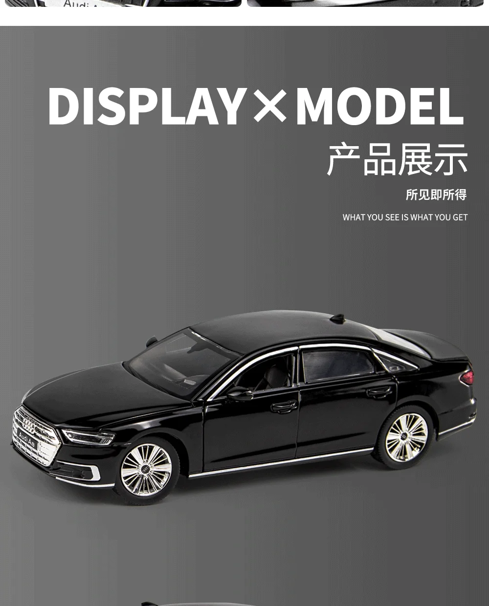 1:32 Audi A8 Alloy Diecast Car Model Sound Light Collection Toy