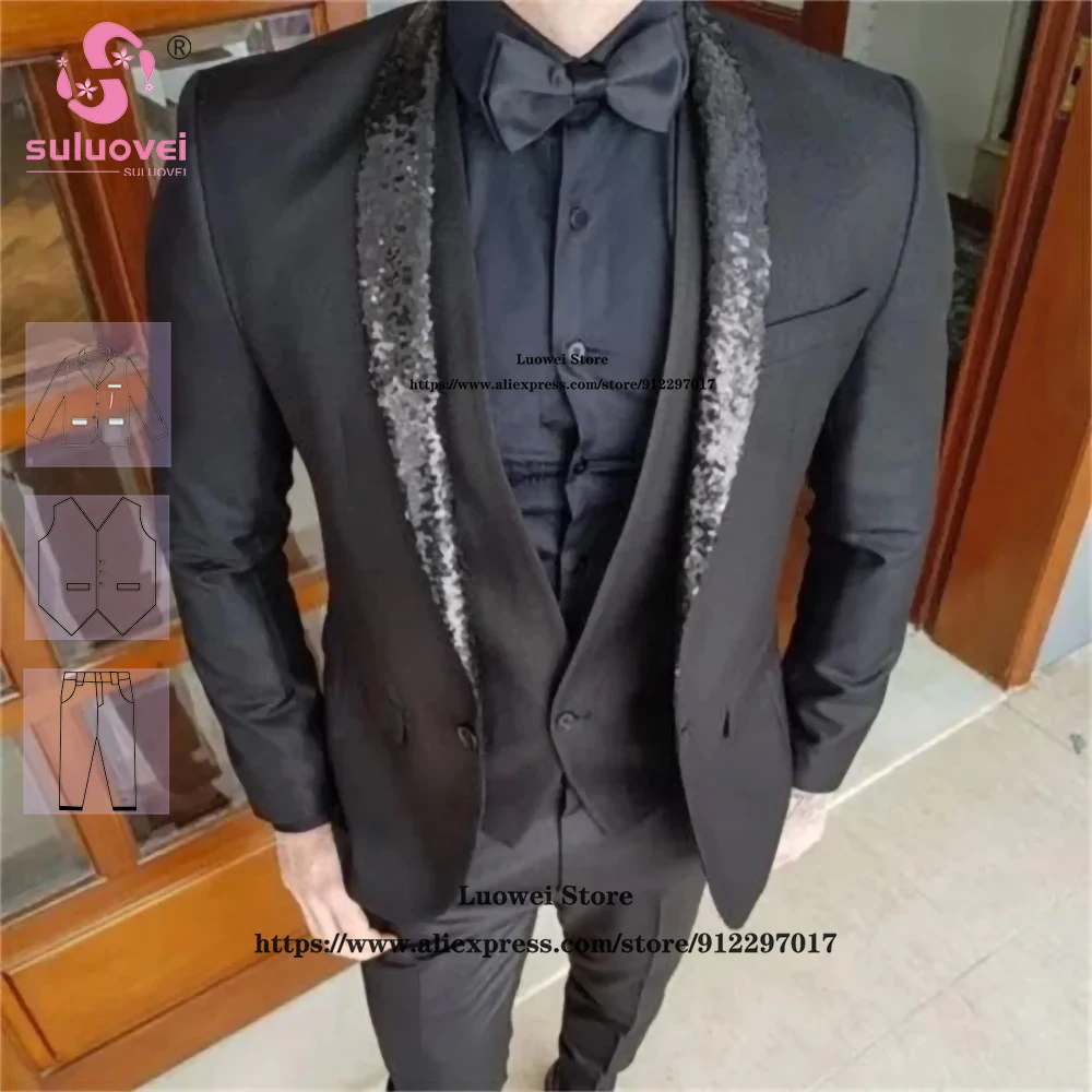 Custom Made Groom Wedding Tuxedo Suits For Men Slim Fit 3 Piece Pants Set Formal Groomsmen Party Blazer Terno Masculino Completo