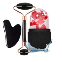 3Pcs Ice Face Roller Gua Sha Board Set Facial Massage Roller Face Massager Face Lifting Contouring Tools Beauty Skin Care Tools 1