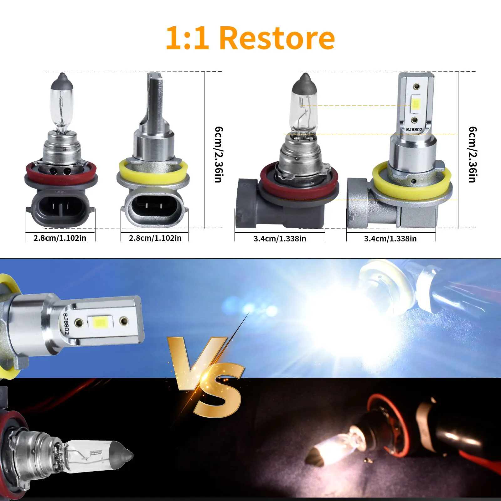 2개 LED 헤드라이트 안개등 DRL 전구 H11 H8 H9 H16jp 화이트/블루/앰버 1:1 할로겐 사이즈