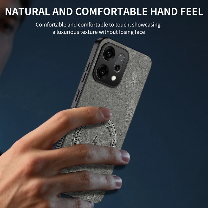 Napa-Textured Magnetic Shockproof Silicone Leather Case with MagSafe Compatibility
