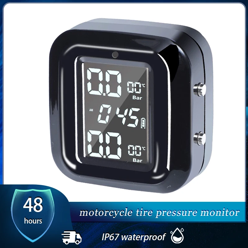

Motorcycle IP67 Waterproof TPMS Wireless Tire Pressure Monitoring and Alarm System Magnetic Charging Belt with 2 External Sensor