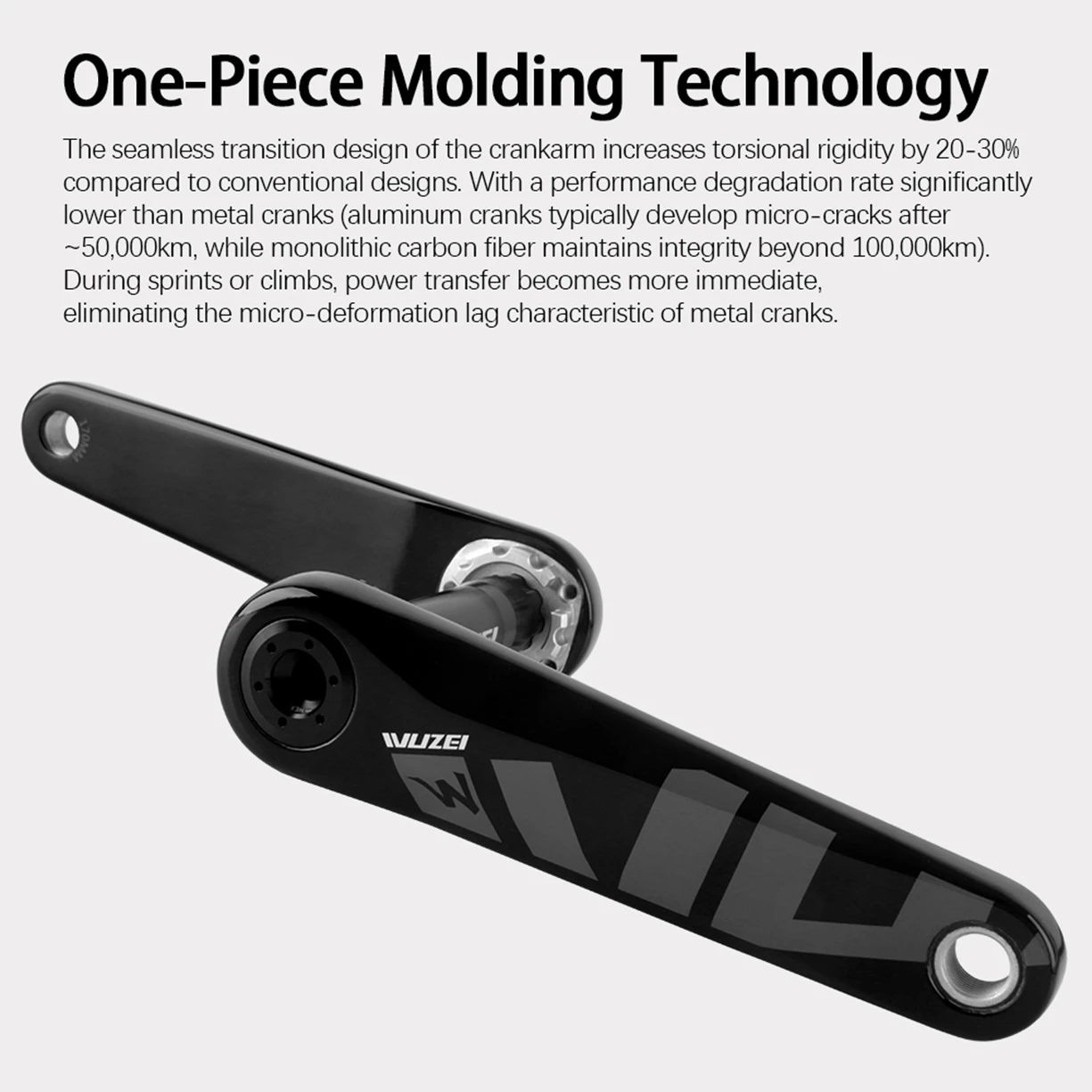 WUZEI Faltrad Kurbel Carbon Faser Kurbelgarnitur 165 MM 170 MM Rennrad Kettenrad 24mm Achse 3 Schrauben Direkt montieren Kurbel Arm – Detail 8