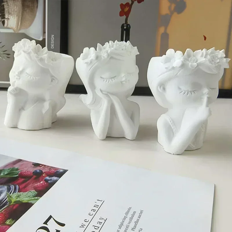 DIY Sleeping Girl Flower Pot Silicone Mold Storage Pen Holder Flower Pot Gypsum Resin Mold Beauty Drip Silicone silicone mold