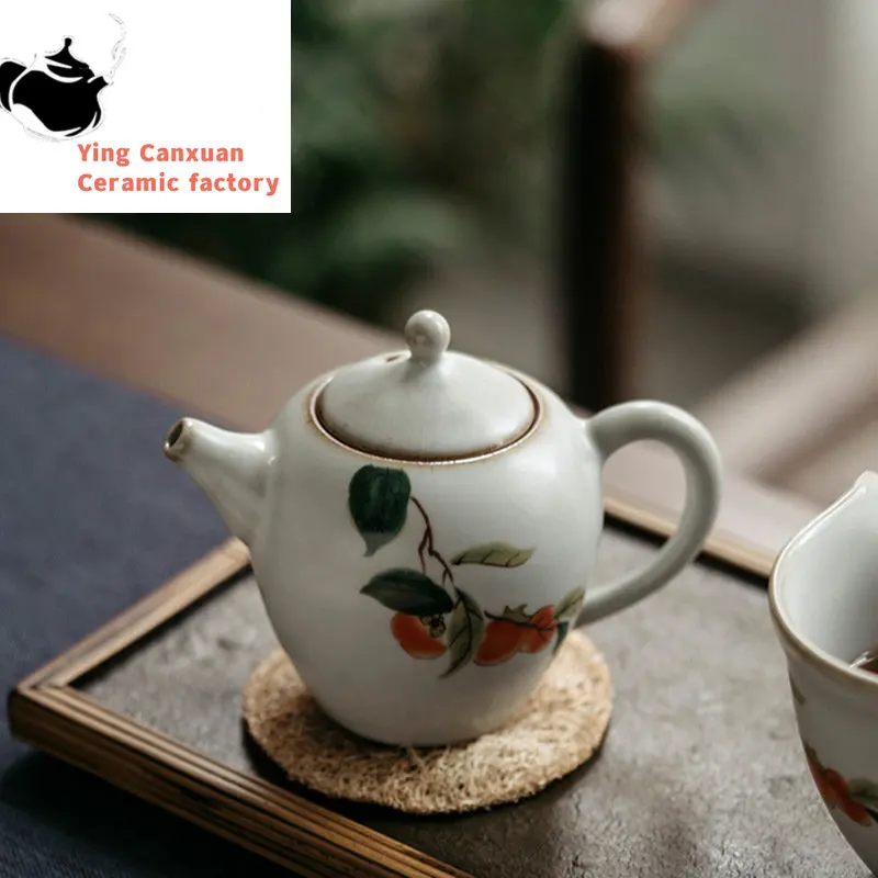 

Chinese Ru Kiln Ceramic Teapots Exquisite Landscape Pattern Filter Kettle Household Handmade Teaware Tea Ceremony Gifts 230ml