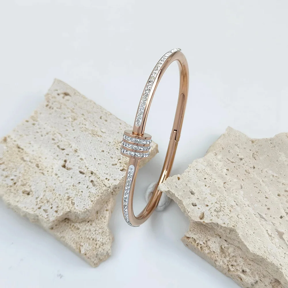 Fashion stainless steel bracelet nail gold plated true love lock water brick jewelry gifts for women