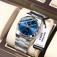 POEDAGAR Luxury Watches For Men Stainless Steel Waterproof Luminous Man Watch Date Week Fashion Casual Men's Quartz Watch Reloj