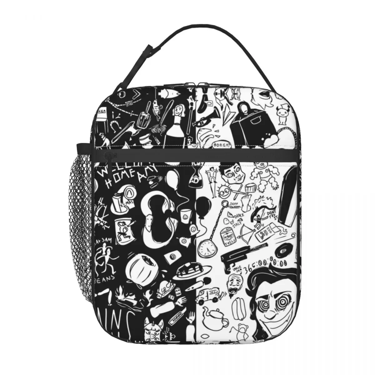 Unus Annus Memento Mori Symbol Insulated Lunch Bag Black And White Ethan Markiplier Mark Resuable Cooler Thermal Bento Box Kids