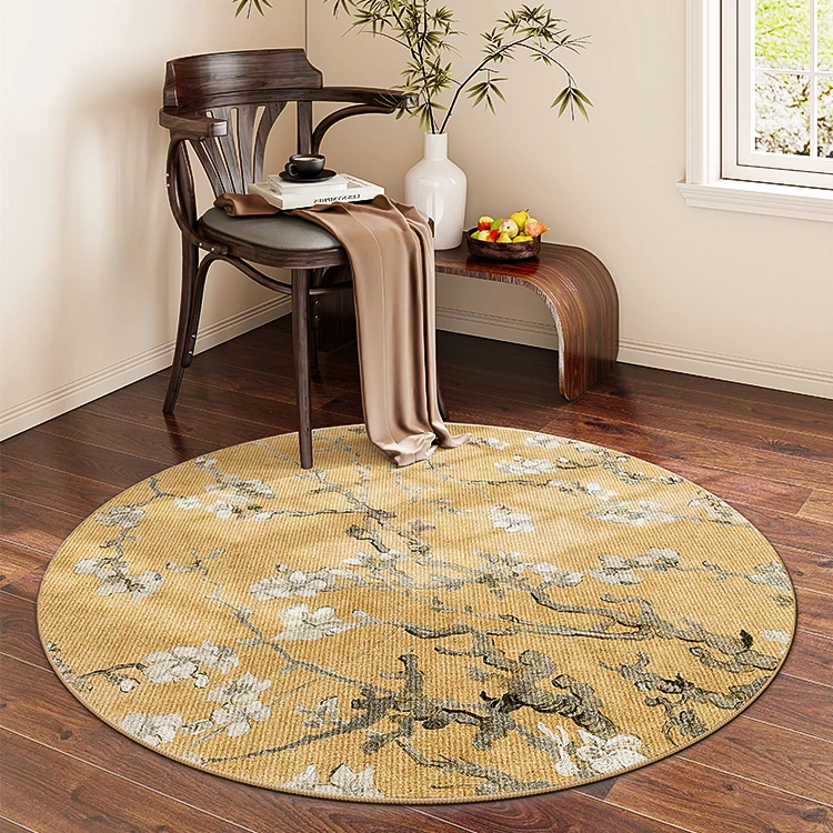 New Chinese Style Round Carpet Thickened Study Anti-slip Mat Light Luxury Carpets for Living Room Home Bedroom Decor Retro Rug 2