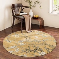 New Chinese Style Round Carpet Thickened Study Anti-slip Mat Light Luxury Carpets for Living Room Home Bedroom Decor Retro Rug 2