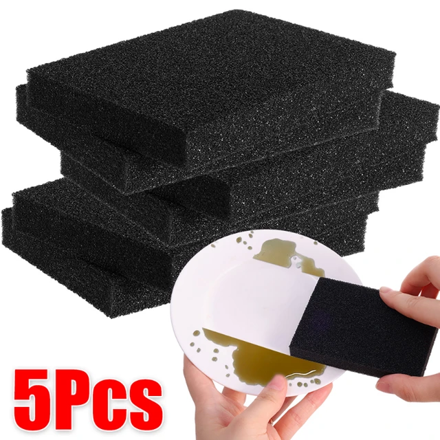 5/1pcs Black Emery Sponge Brush Rust Remover Dish Brush Pot