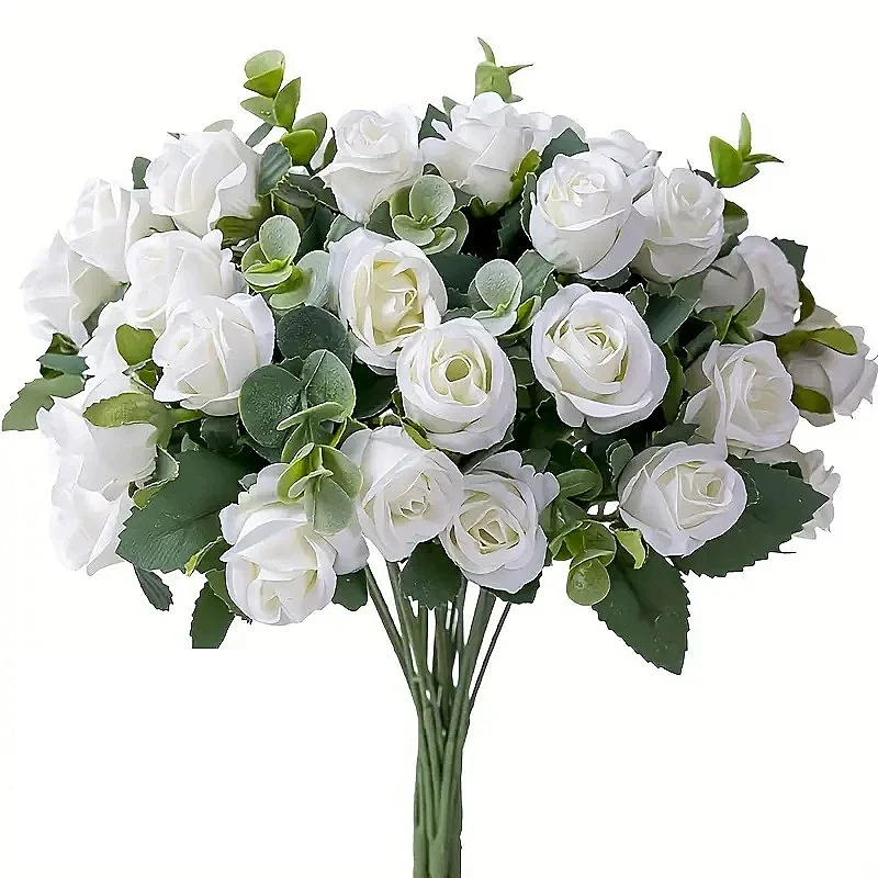 10 heads Artificial Roses Home&Wedding Valentine's Day Decoration Eucalyptus Rose Bundle Valentine's Family Gifts