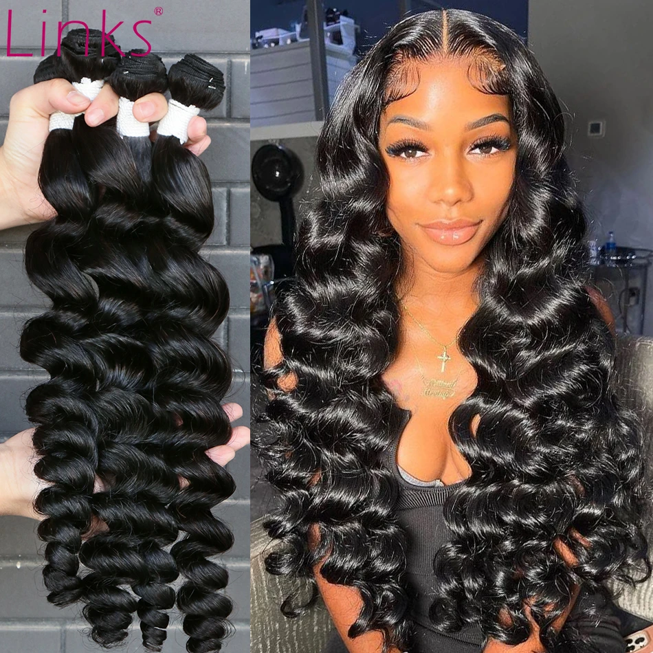 Links Brazilian Remy Human Hair Weave Bundles Loose Wave Bundles Natural  Color 28 30 32 34 40 Inch Wavy Hair Extensions|Hair Weaves| - AliExpress