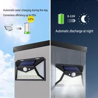 Lampe solaire murale à détecteur de mouvement PIR 100 LED, lampe solaire extérieure, étanche, alimentée par énergie solaire, lampe de rue, décoration de jardin 3