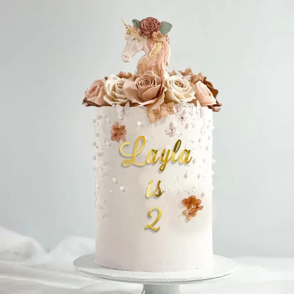 Mirrored Gold Acrylic Number Cake Toppers Set