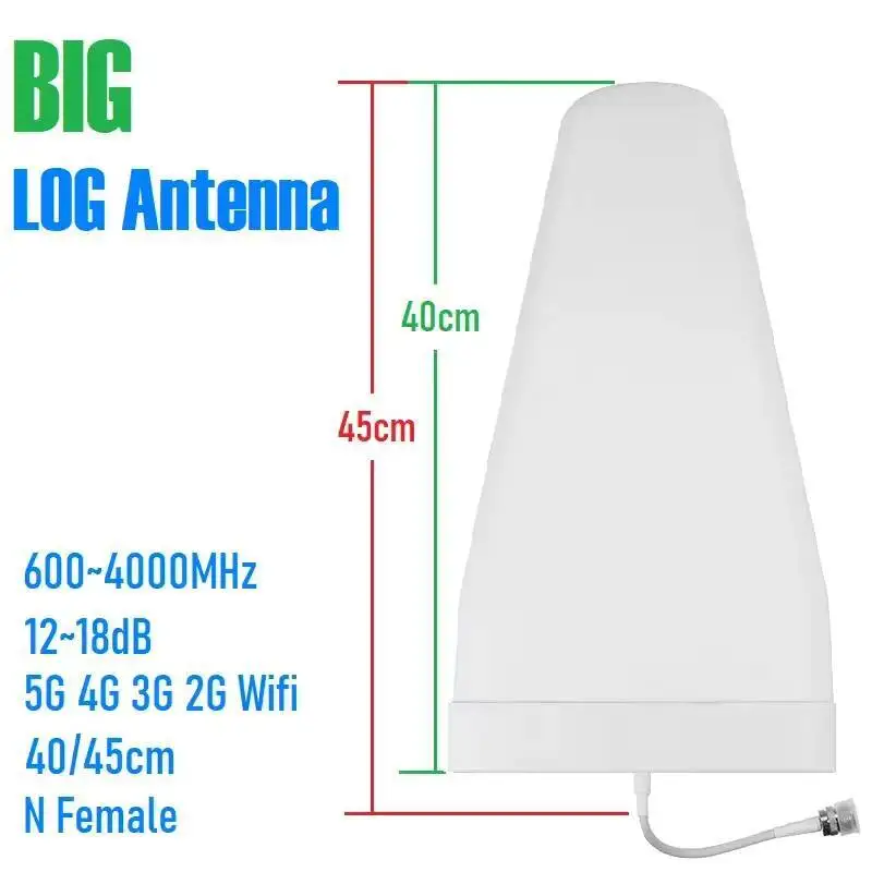 18Dbi 로그 주기 안테나 698-6000Mhz 4G/5G 신호 증폭기 수직 편파 IP67 방수 초안정 연결성