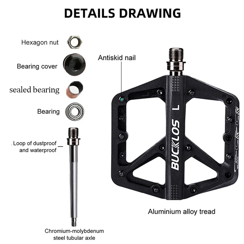 BUCKLOS Ultralight Sealed Bearing Flat Bicycle Pedals