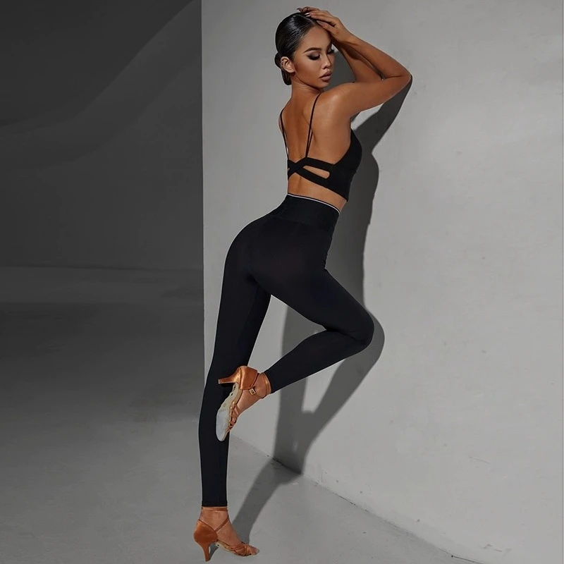 UK Latin Dance Leggings-Tummy Control Yoga Pants with 4-Way