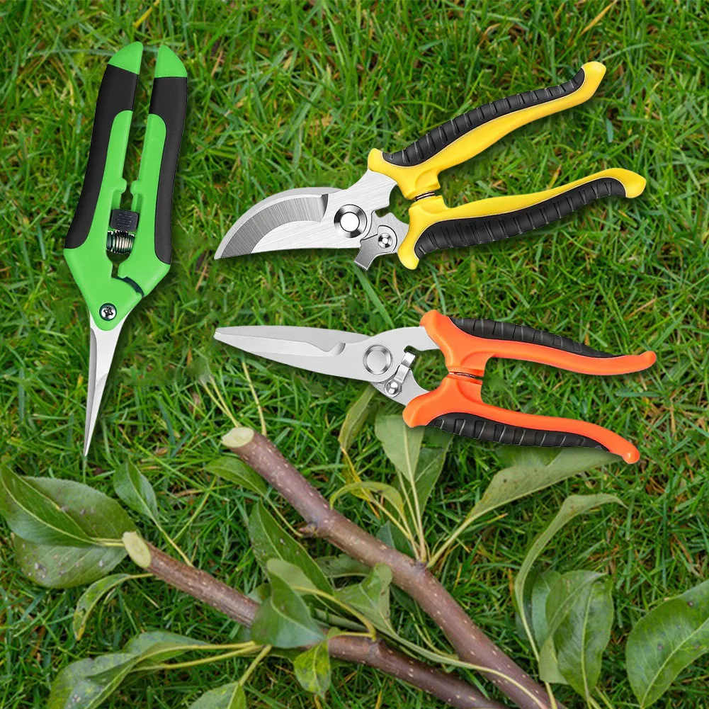 3Pcs Handheld Clippers Stainless Steel Plants Trimming Scissor Flower Clippers for Harvesting Picking Indoor Outdoor Greenhouse