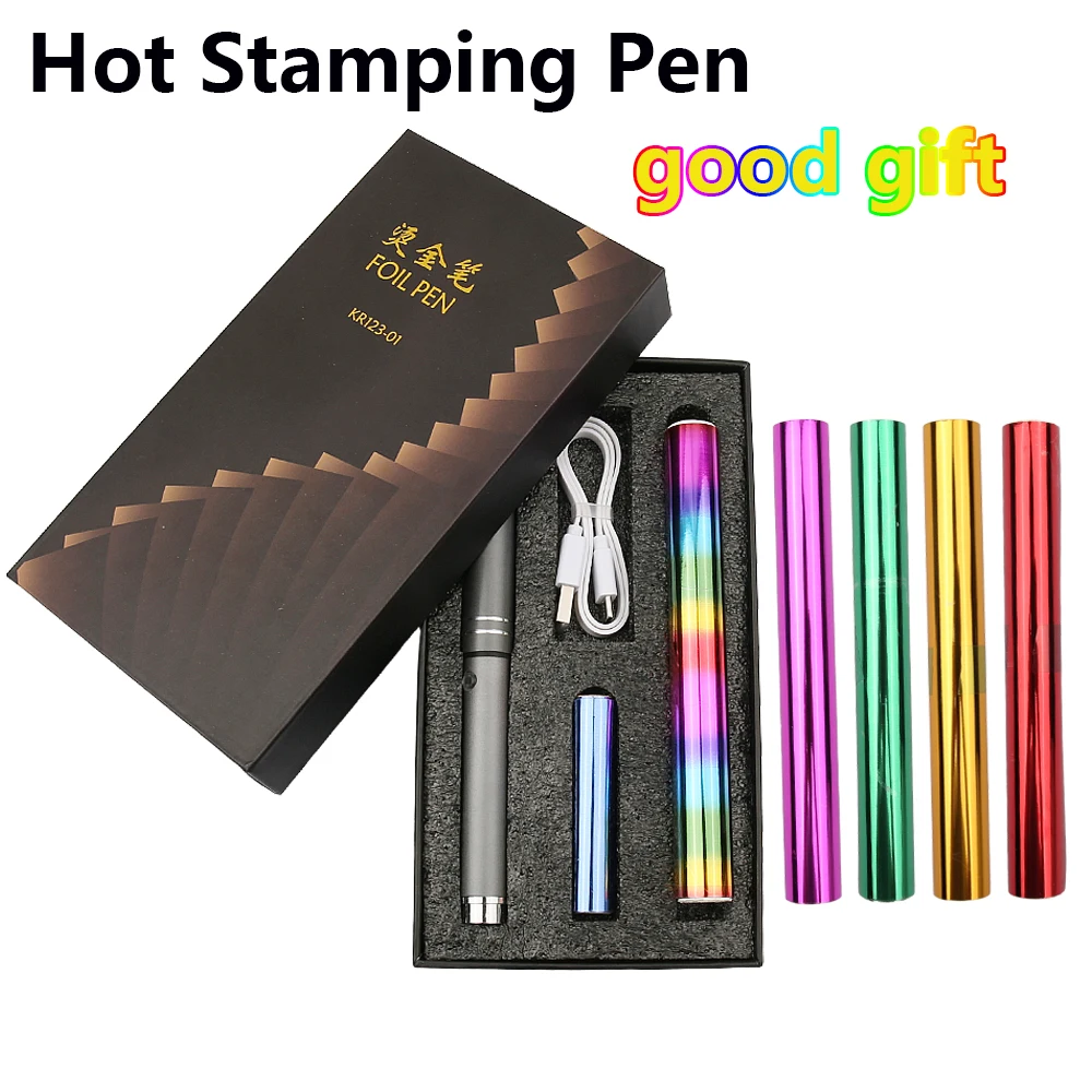 Heated Foil Stamping Pen Writing Painting Leather Business Card Gift Box Plastic Wood Personal Signature USB Charging craft foil hot stamping applicator kit