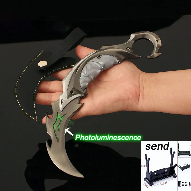thumbnail image 1 of Serie de armas cuerpo a cuerpo Valorant de 22 cm, modelo de metal Reaver EP 5 Karambit, réplica de espada, juego 1:1, arma, cuchillo, juguetes, adornos, 1 of 5
