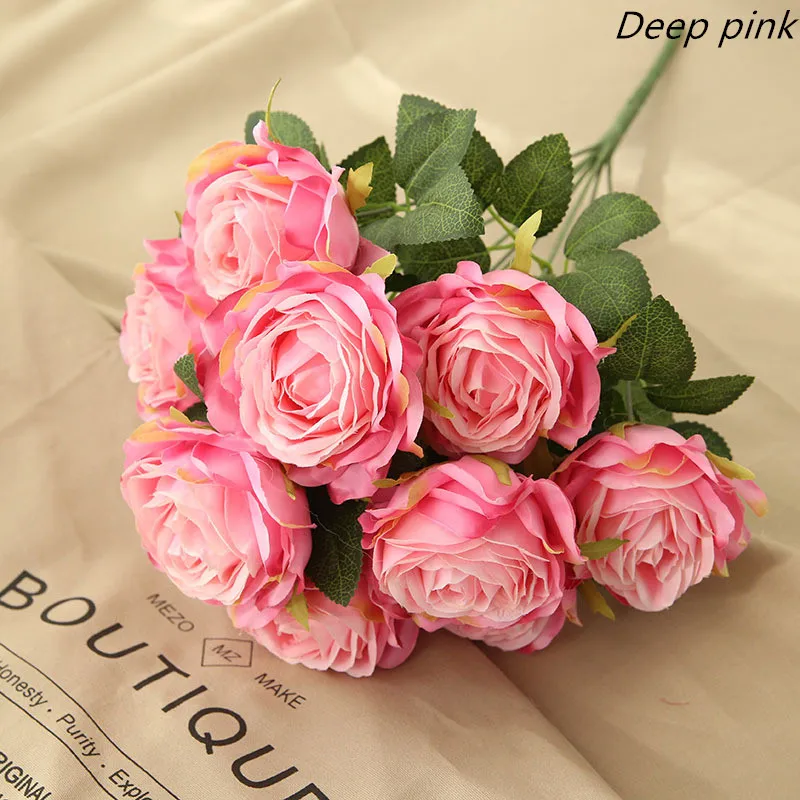 Details about   13 Heads Luxury Silk Rose Artificial Flowers Wedding-Bouquet Home Party Decor 
