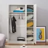 3 Door Armoires Wardrobe Closet with Clothes Hanging Rail, 6 Storage Shelves Cupboard Unit Bedroom Furniture 2