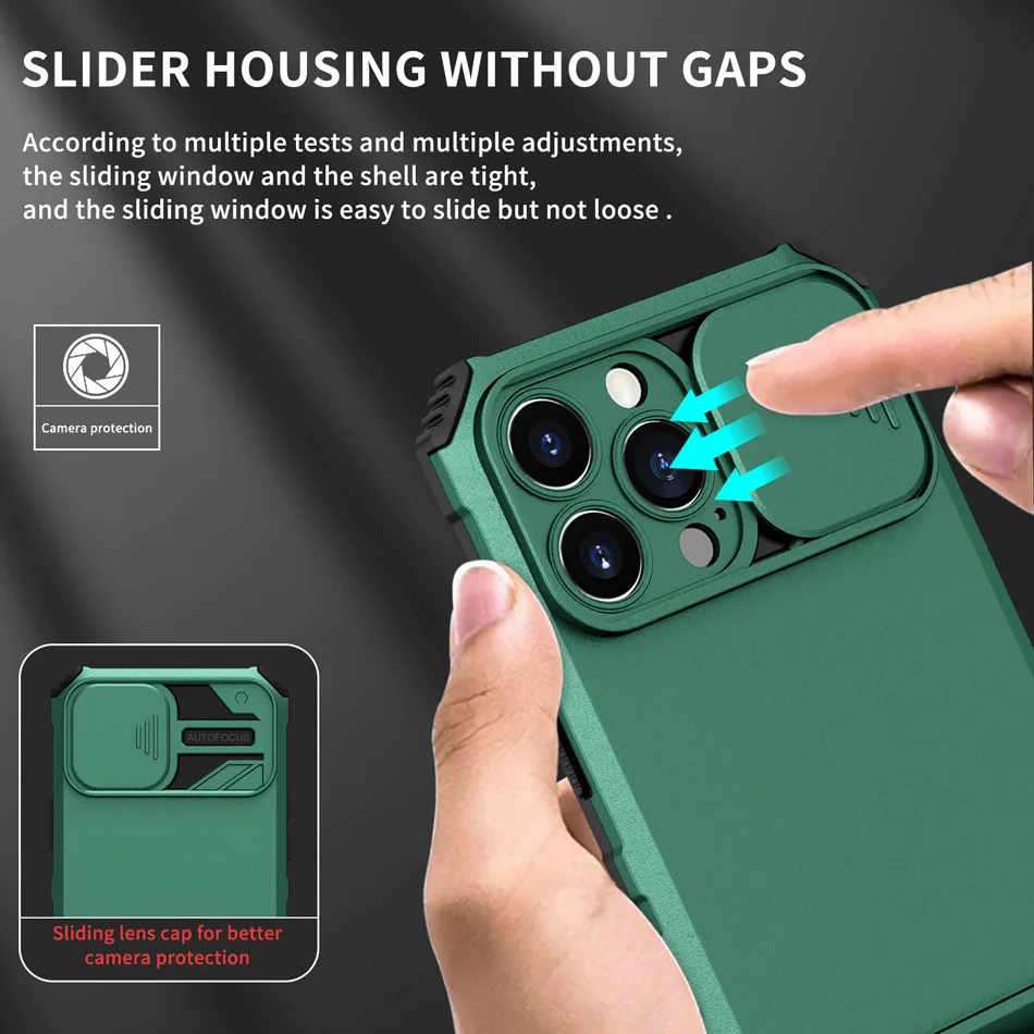 Shockproof Armour Camera lens Protection Kick Stand Phone Case For iPhone