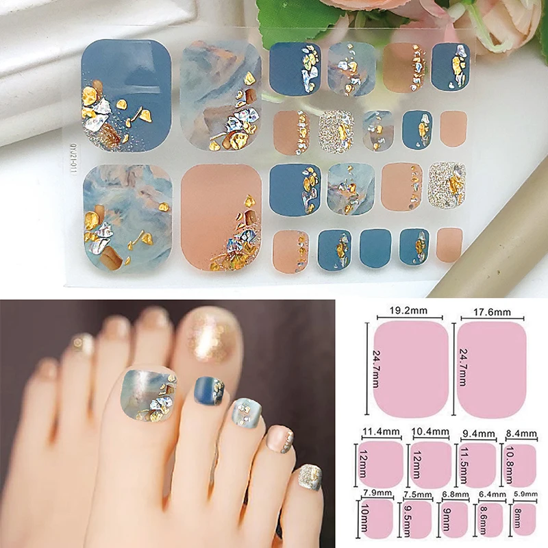 Waterproof Full Cover Patches Toenail Stickers Nail Art Decorations Nail Polish Film Manicure Decals Foot Stickers