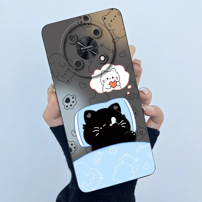 Matte Soft TPU Phone Cover with Cute Panda and Cat Design