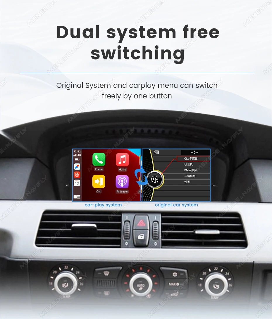 MEKEDE Radio para coche con sistema operativo linux, CarPlay inalámbrico, Android, 9,3 pulgadas, para BMW serie 5/3 E60 E61 E63 E64 E90 E91 E92, navegación GPS, multimedia para coche, pantalla de 1600x600, sistema inte 6