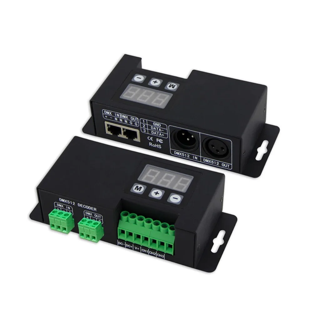

BC-853-CC Wholesale RJ45 OLED Display Led Driver DMX Decoder Constant Current RGB DMX Decoder 700MA