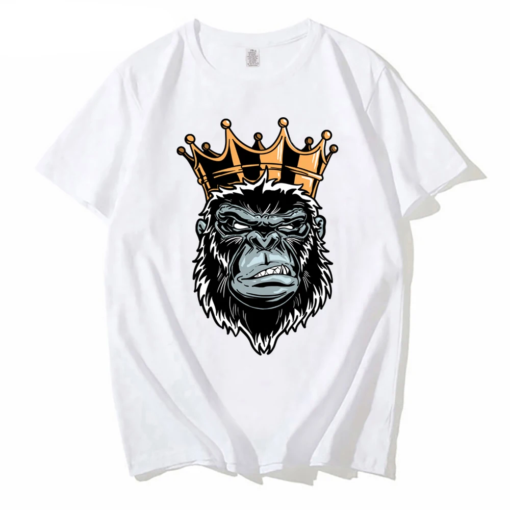 Футболка мужская оверсайз с принтом Gorilla King, модная шикарная рубашка с рисунком Альфа Gorilla King, Повседневная Уличная одежда, высокий Топ
