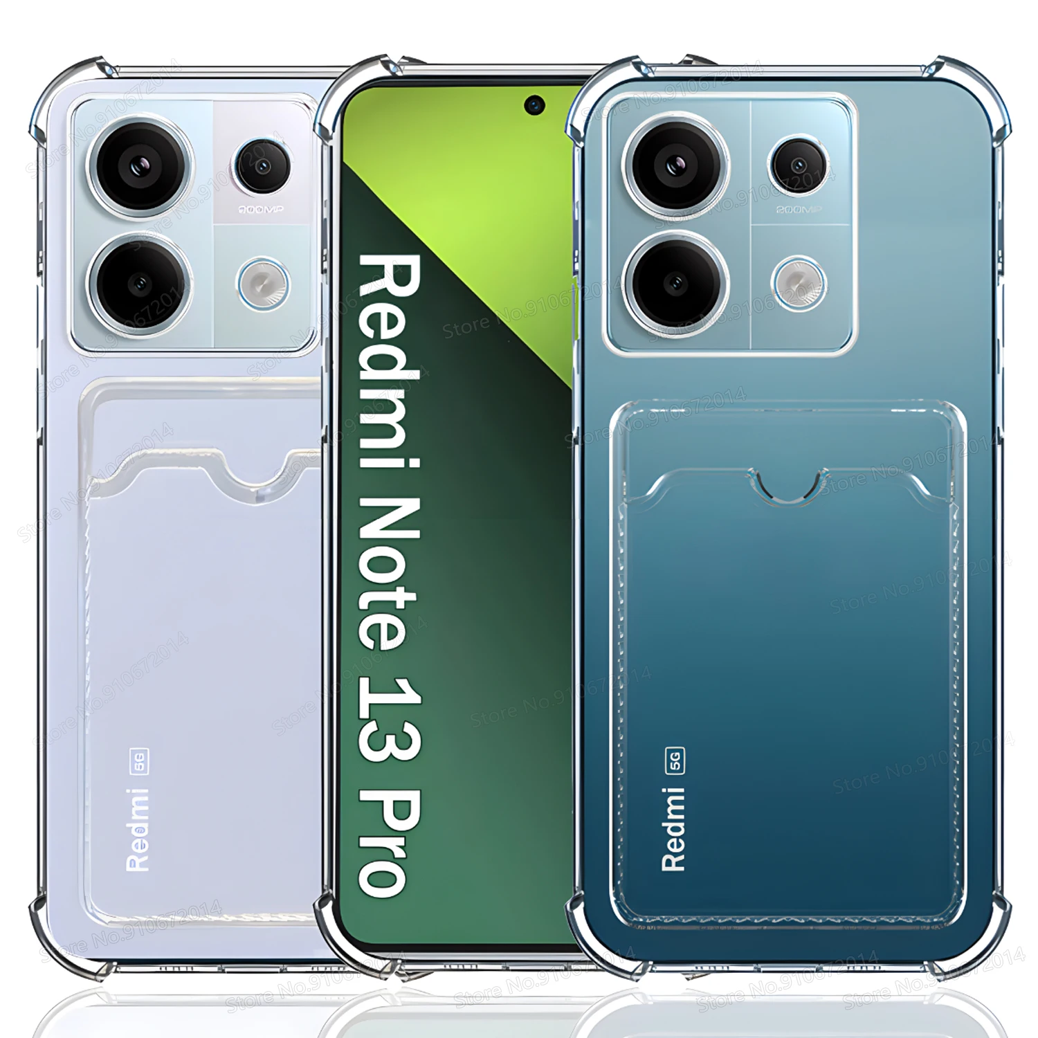 Klare Kartentasche Halter Slot Telefonabdeckung für Xiaomi Redmi Note 13 12 11 10 9 Pro 8 9S 10S 11S 12S Hülle Airbag stoßfeste Stoßstange
