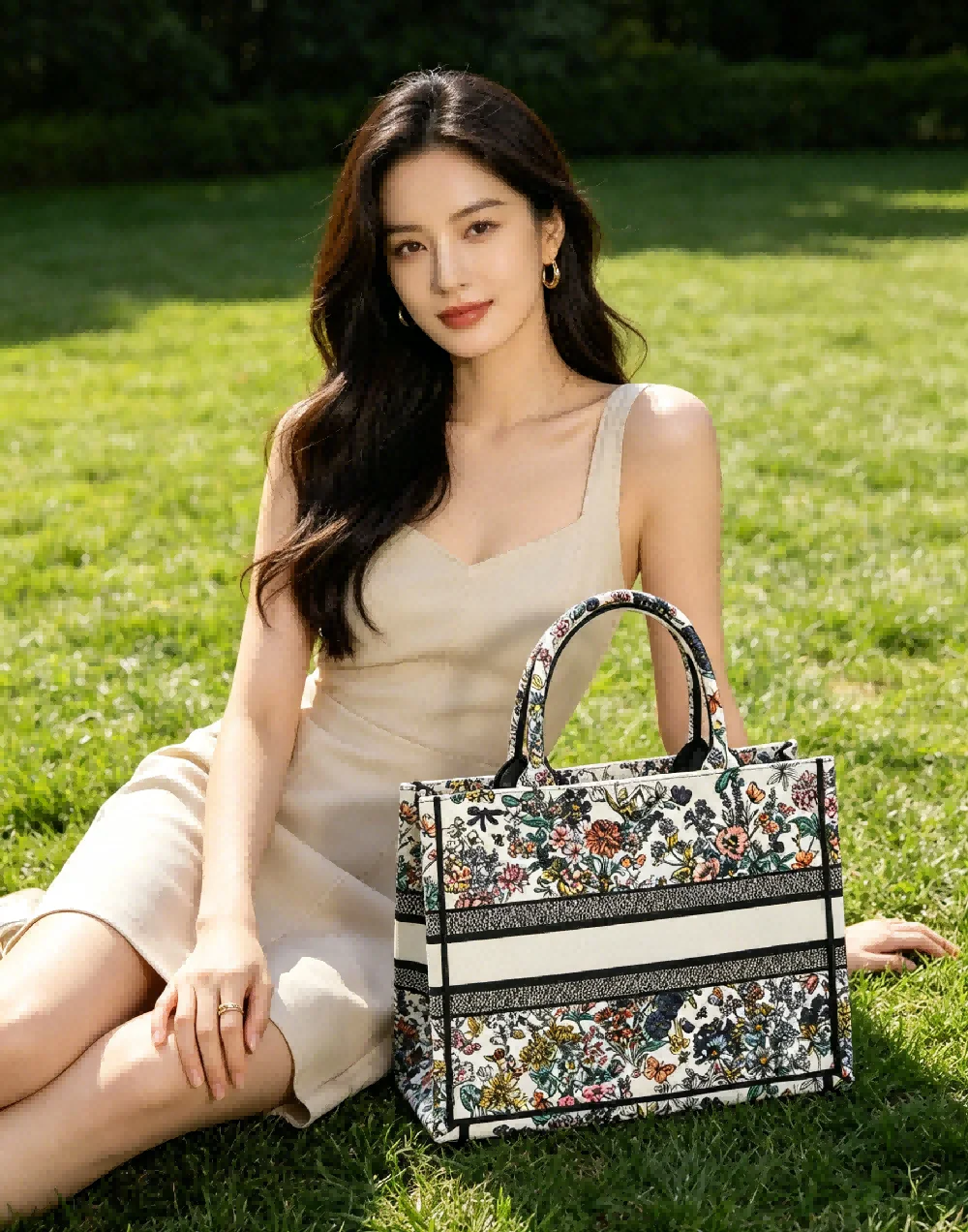 Luxury Designer Canvas Floral Print Women's Handbag Retro Crossbody Bag Large Capacity Bucket Tote